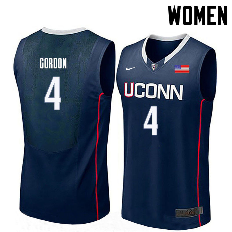 Women Uconn Huskies #4 Ben Gordon College Basketball Jerseys-Navy - Click Image to Close